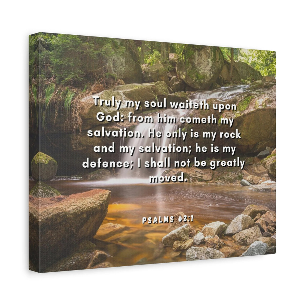 Scripture Canvas My Salvation Psalm 62:1 Christian Wall Art Bible Verse Print